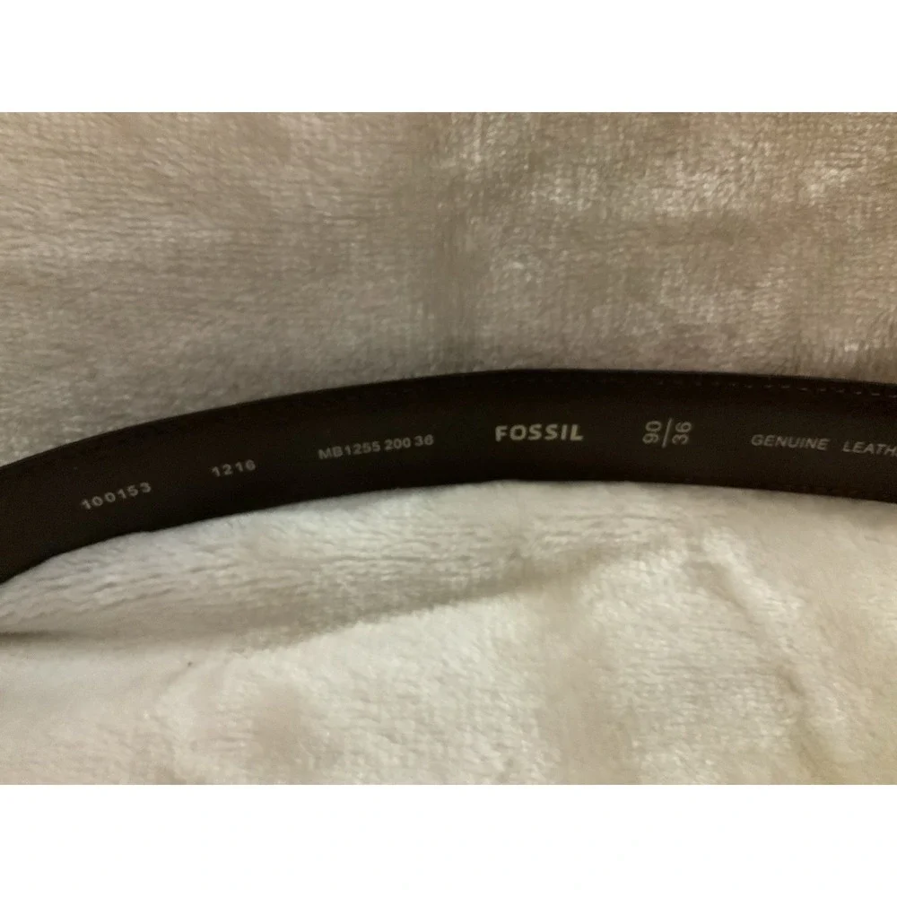 Fossil Brown Leather Belt Contrast Stitching Heavy Duty Buckle Size 36
